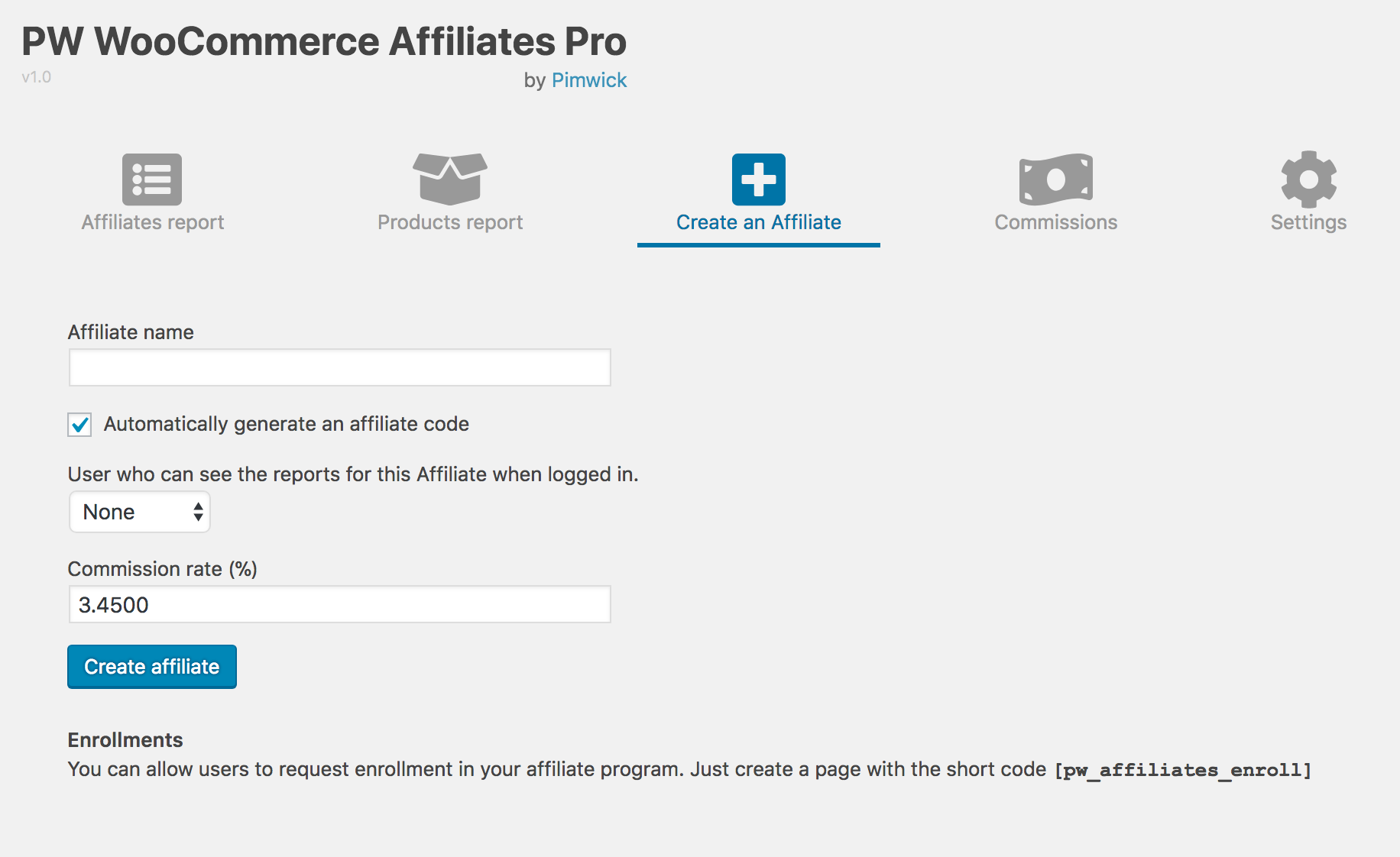 WooCommerce Affiliates - Screenshot